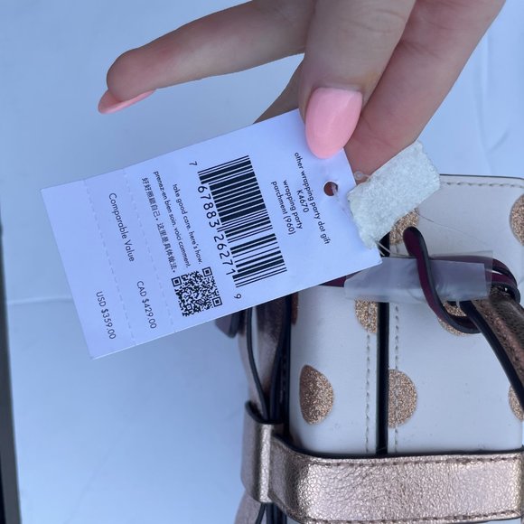 Kate Spade New York Crossbody Bag Wrapping Party Gift Box Bag Parchment Gold - Picture 4 of 13